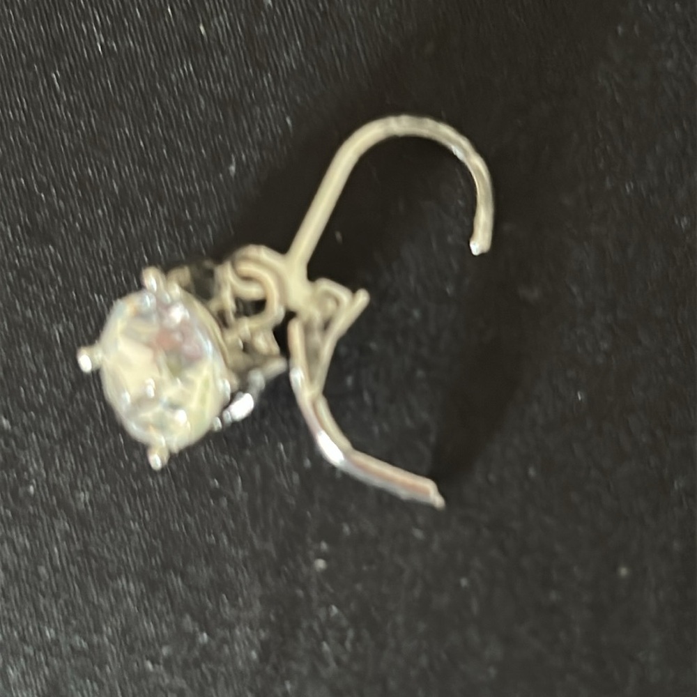 Cubic Zirconia Silver Drop Earrings  8mm with Lever Clasp GORGEOUS - Picture 7 of 8